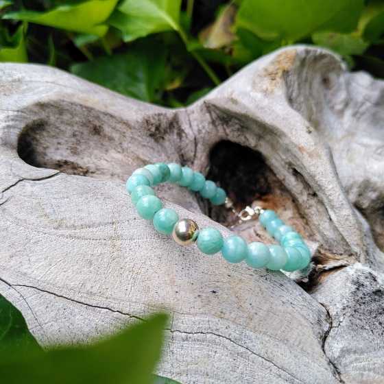 Armband aus Amazonit und Perlen Silber 925
