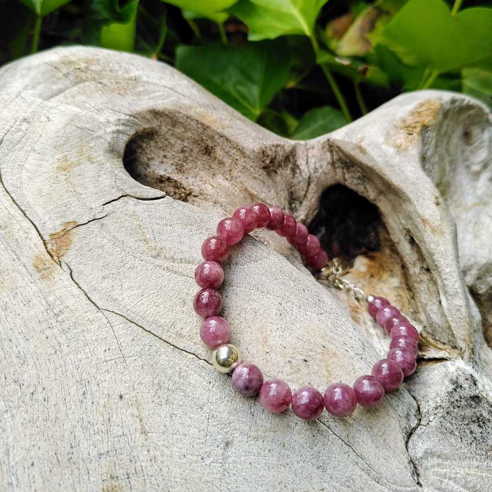 Armband aus Lepidolith und Perlen Silber 925