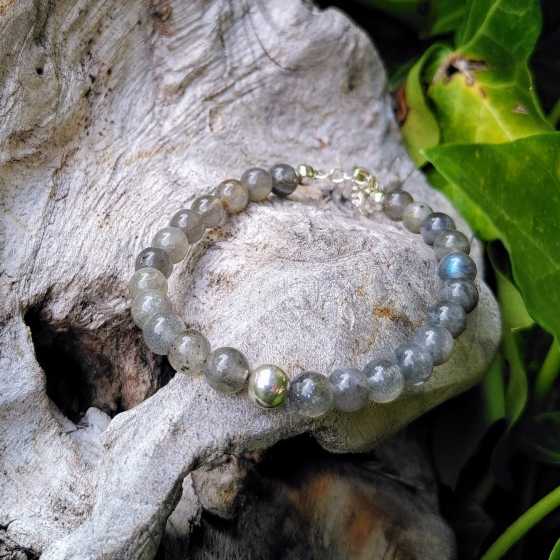 Armband aus Labradorit und Perlen Silber 925