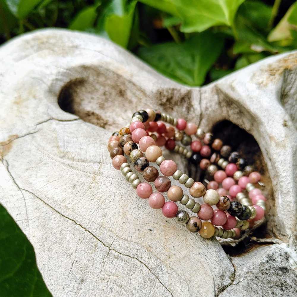 Bracelet triple Rhodonite