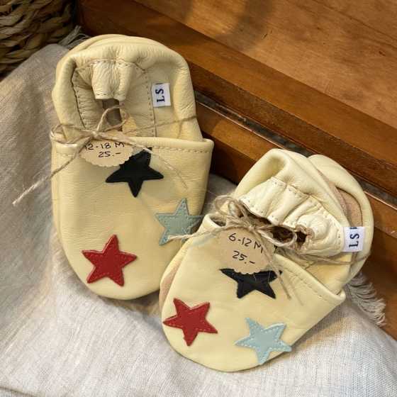 Babyschuhe Little Stars Creme aus weichem Leder