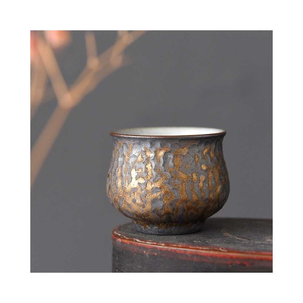 Tasse à thé dorée en céramique - Gohobi
