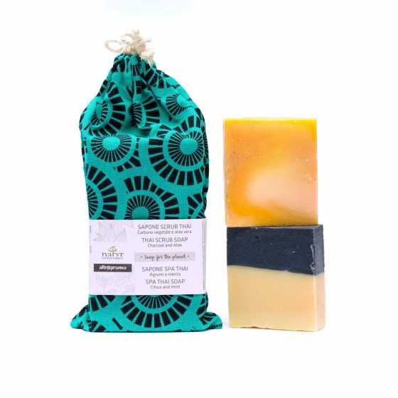 Seifen im Baumwollbeutel – Seife und Peeling – Zitrusfrüchte und Aloe Vera 2 x 100 g