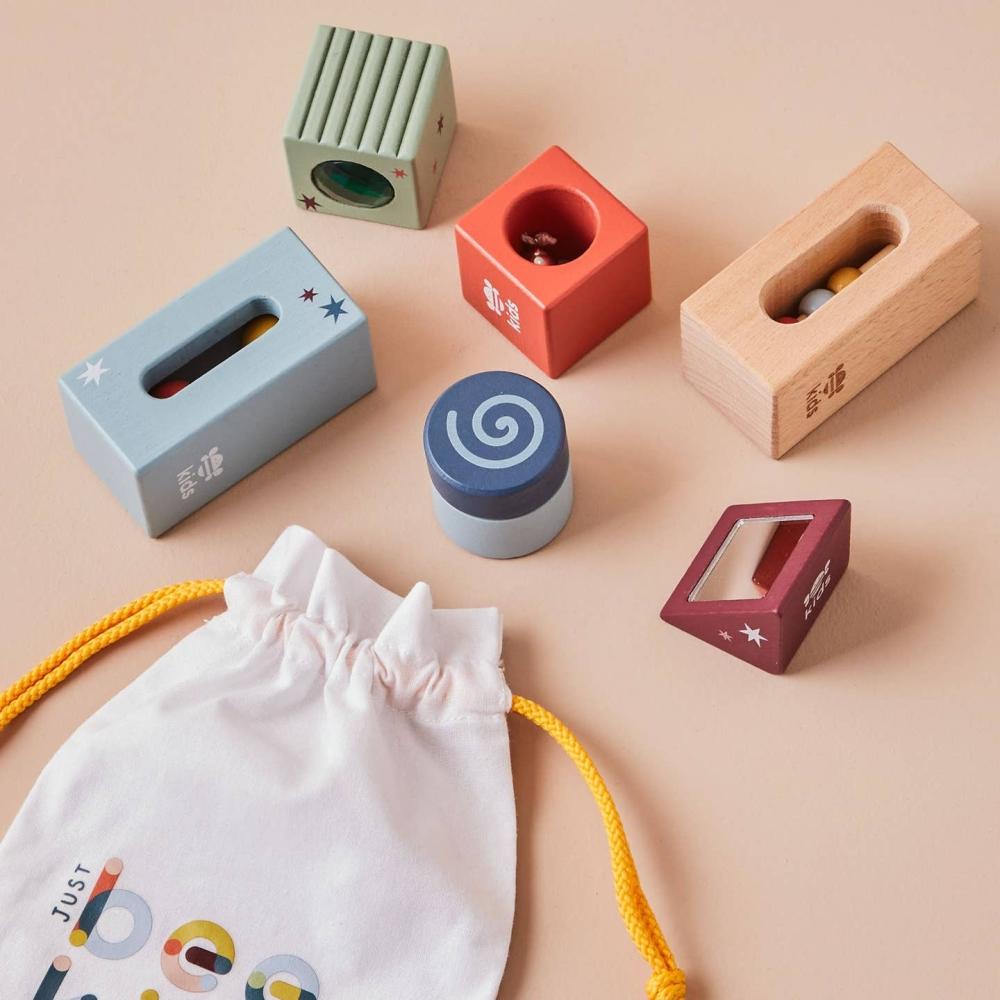 Blocs sensoriels en bois avec sac - Just Bee Kids