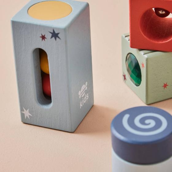 Blocs sensoriels en bois avec sac - Just Bee Kids