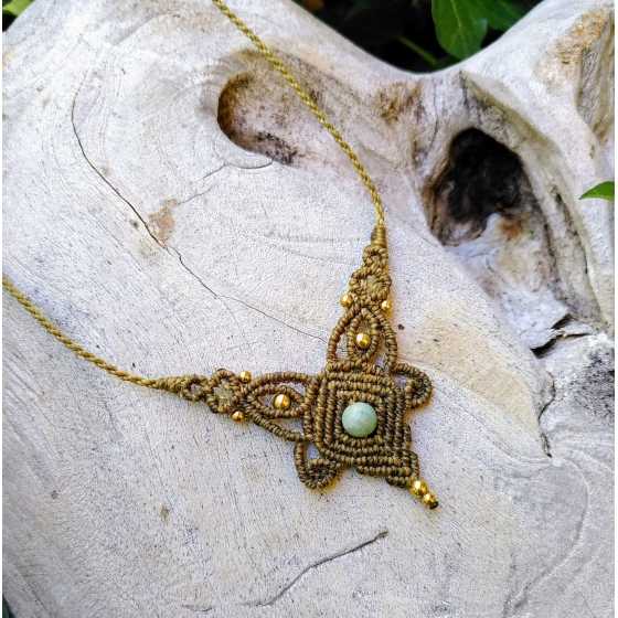 Amazonite - Petit collier en micro-macramé