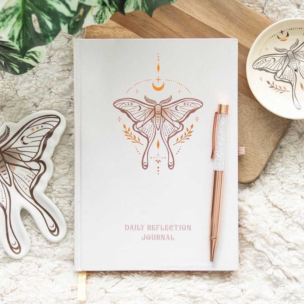 Journal de réflexion quotidienne Luna Moth avec stylo quartz
