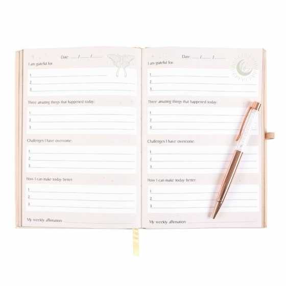 Tägliches Reflexionstagebuch Luna Moth mit Quarzstift