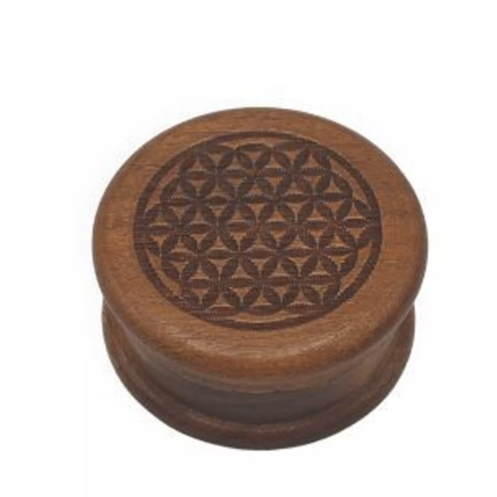 Ritual Kräutermühle – Blume des Lebens | Holz Grinder für Kräuter & Harze