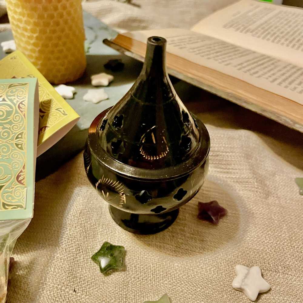 Brûle-encens en forme de goutte – noir élégant