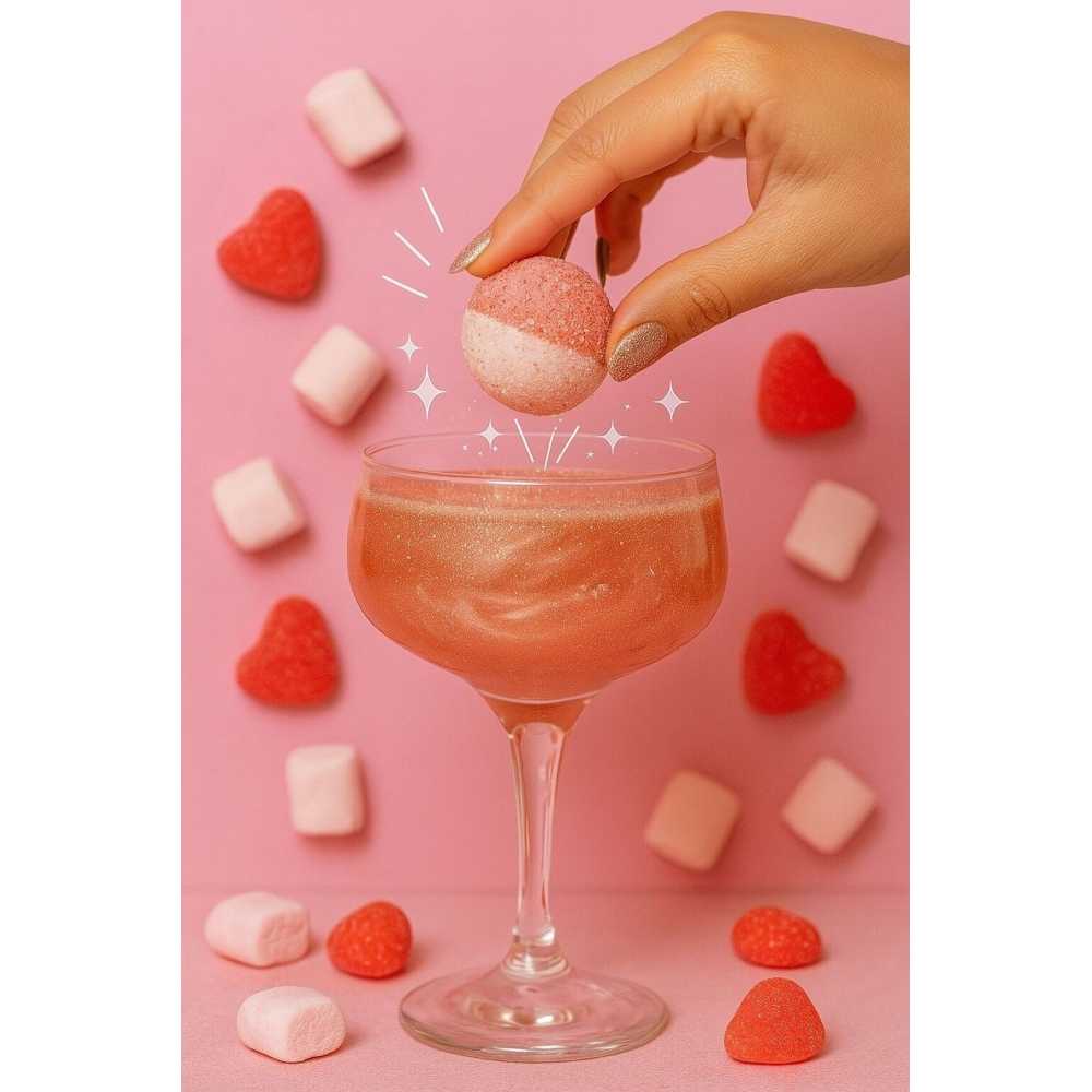 Bombe à cocktail guimauve et fraise tagada sans alcool (39g)
