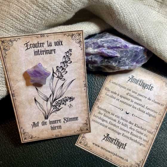 Intuition, Ruhe & innere Klarheit – Geschenkkarte mit Amethyst-Stern – Kleines Talisman