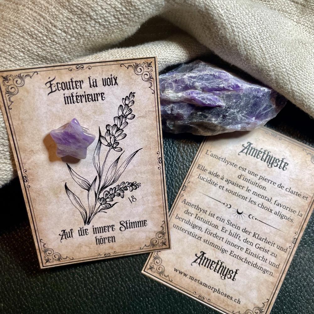 Intuition, Ruhe & innere Klarheit – Geschenkkarte mit Amethyst-Stern – Kleines Talisman