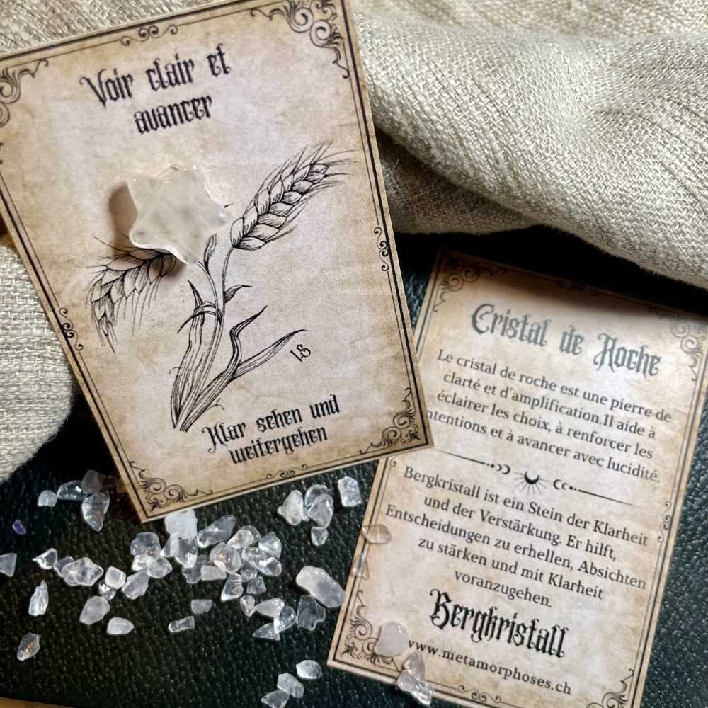 Klarheit, innere Führung & Harmonie – Geschenkkarte mit Bergkristall-Stern – Kleines Talisman