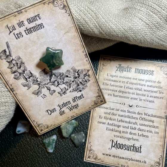 Croissance, apaisement & lien à la nature – Carte cadeau avec étoile en Agate mousse – Petit talisman