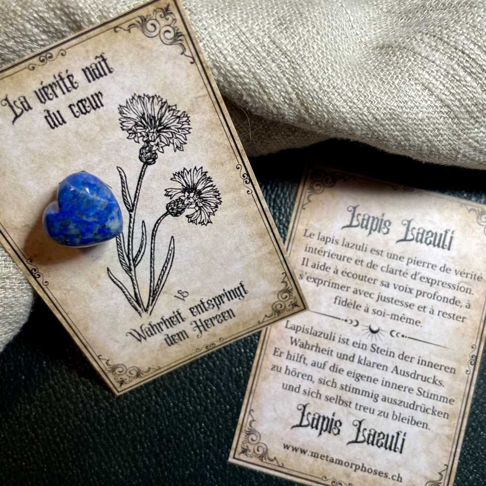 Ausdruck, Klarheit & innere Wahrheit – Geschenkkarte mit Lapislazuli-Herz – Kleines Talisman