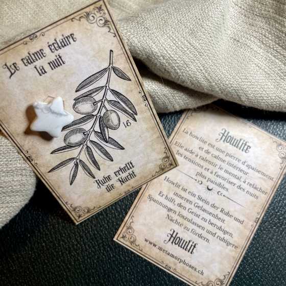Ruhe, Gelassenheit & innere Klarheit – Geschenkkarte mit Howlit-Stern – Kleines Talisman
