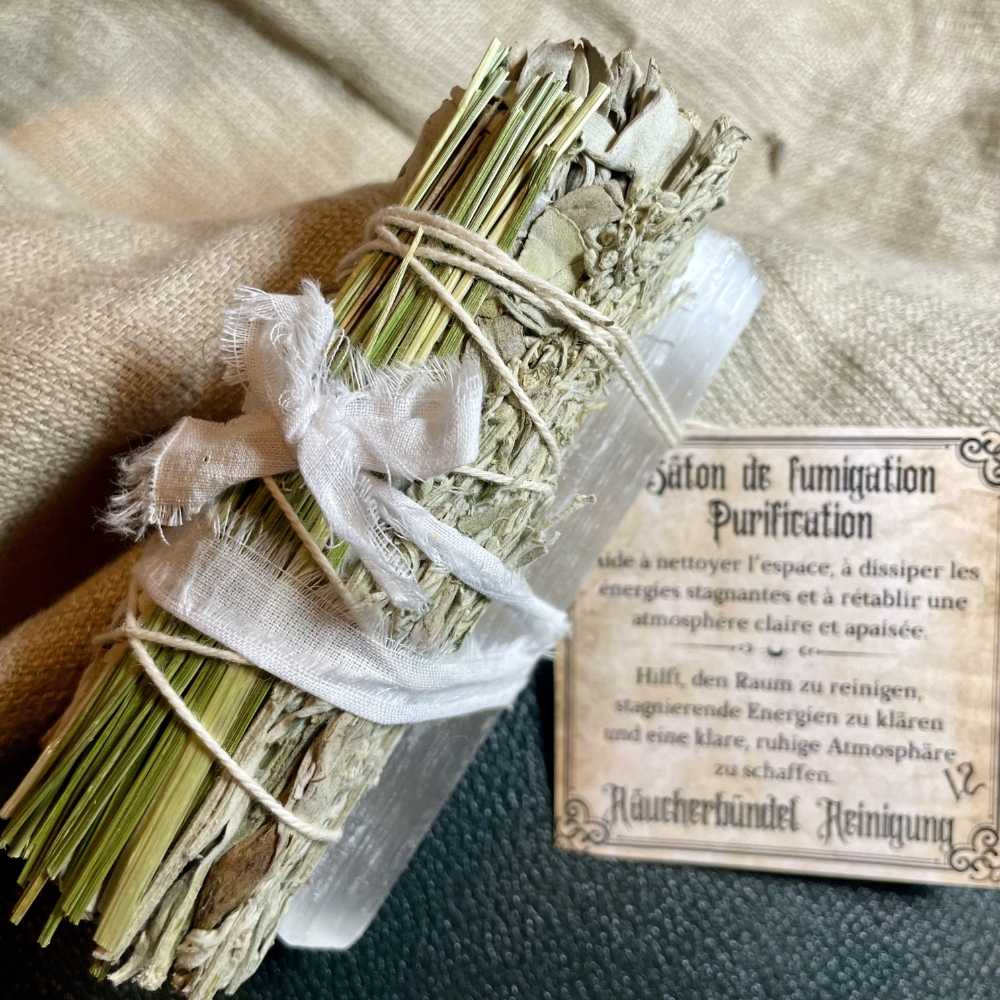 Reinigung – Räucherbündel – Weisser Salbei, Sweet Grass & Selenit