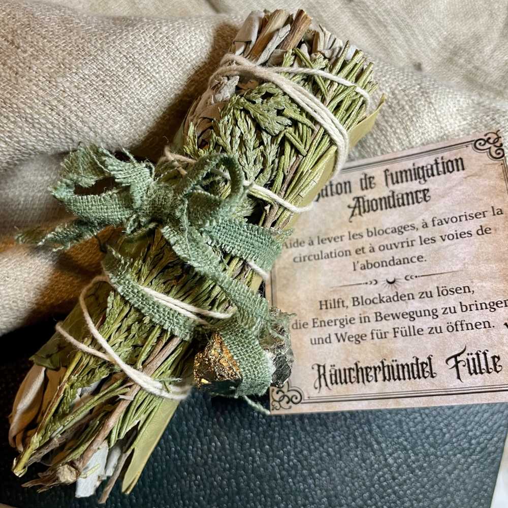 Fülle & Öffnung der Wege – Räucherbündel – Weisser Salbei, Basilikum & Pyrit