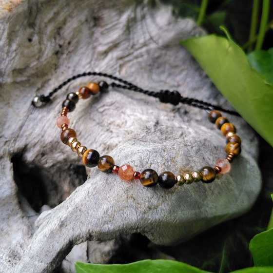 Armband „Solares Selbstvertrauen & Innere Staerke“ Tigerauge & Sonnenstein