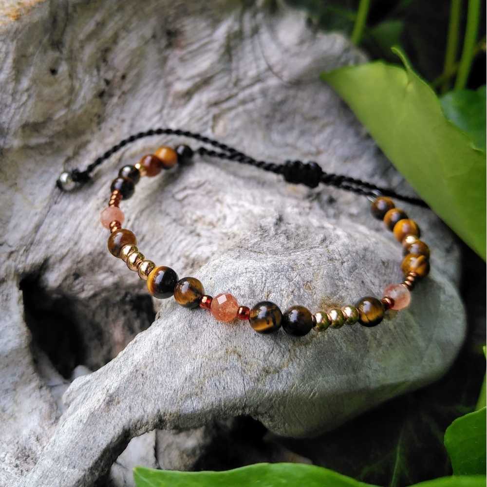 Armband „Solares Selbstvertrauen & Innere Staerke“ Tigerauge & Sonnenstein