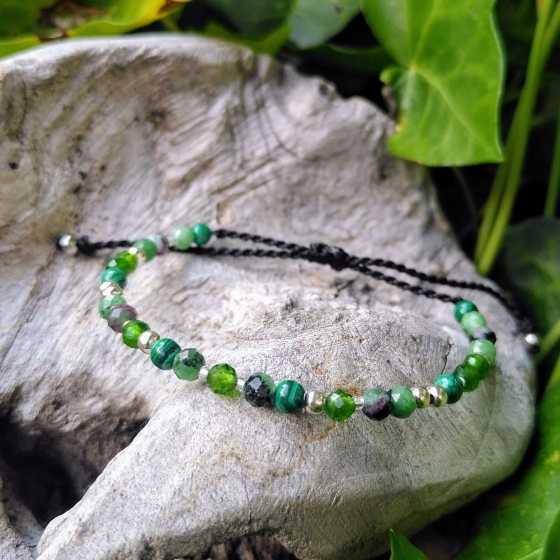 Bracelet “Renouveau Intérieur & Force de Vie” Diopside, Épidote & Malachite