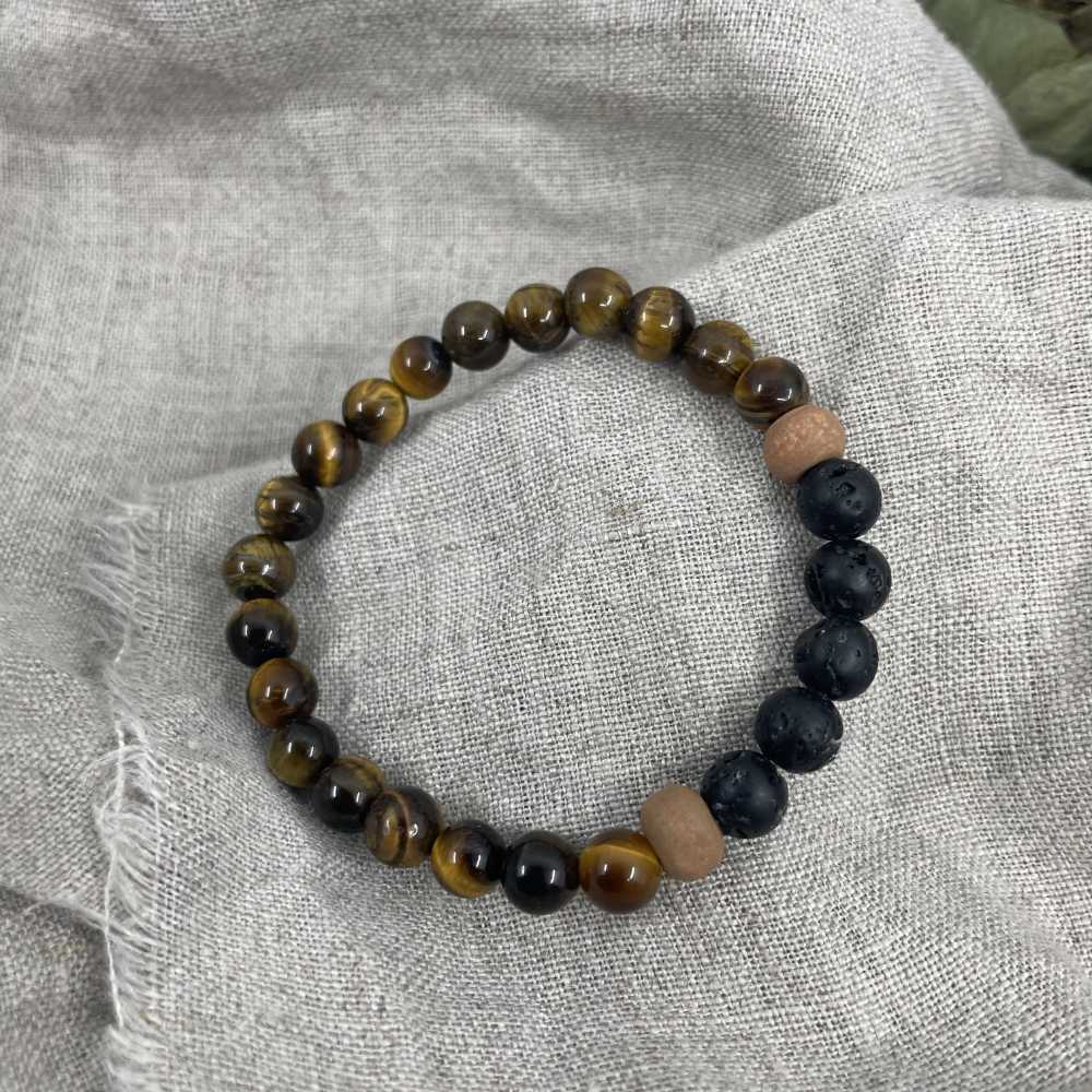 Oeil de Tigre et Pierre de Lave - Bracelet enfant