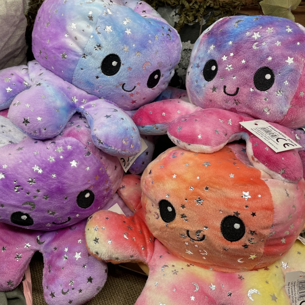 Plüschtier Octopus zum Umdrehen 30 cm mit Sternenmuster