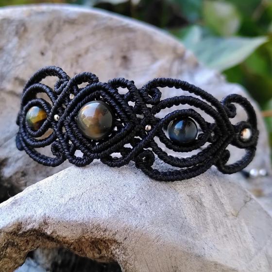 Armband Falkenauge Mikro-Makramee - Aufgeschlossenheit
