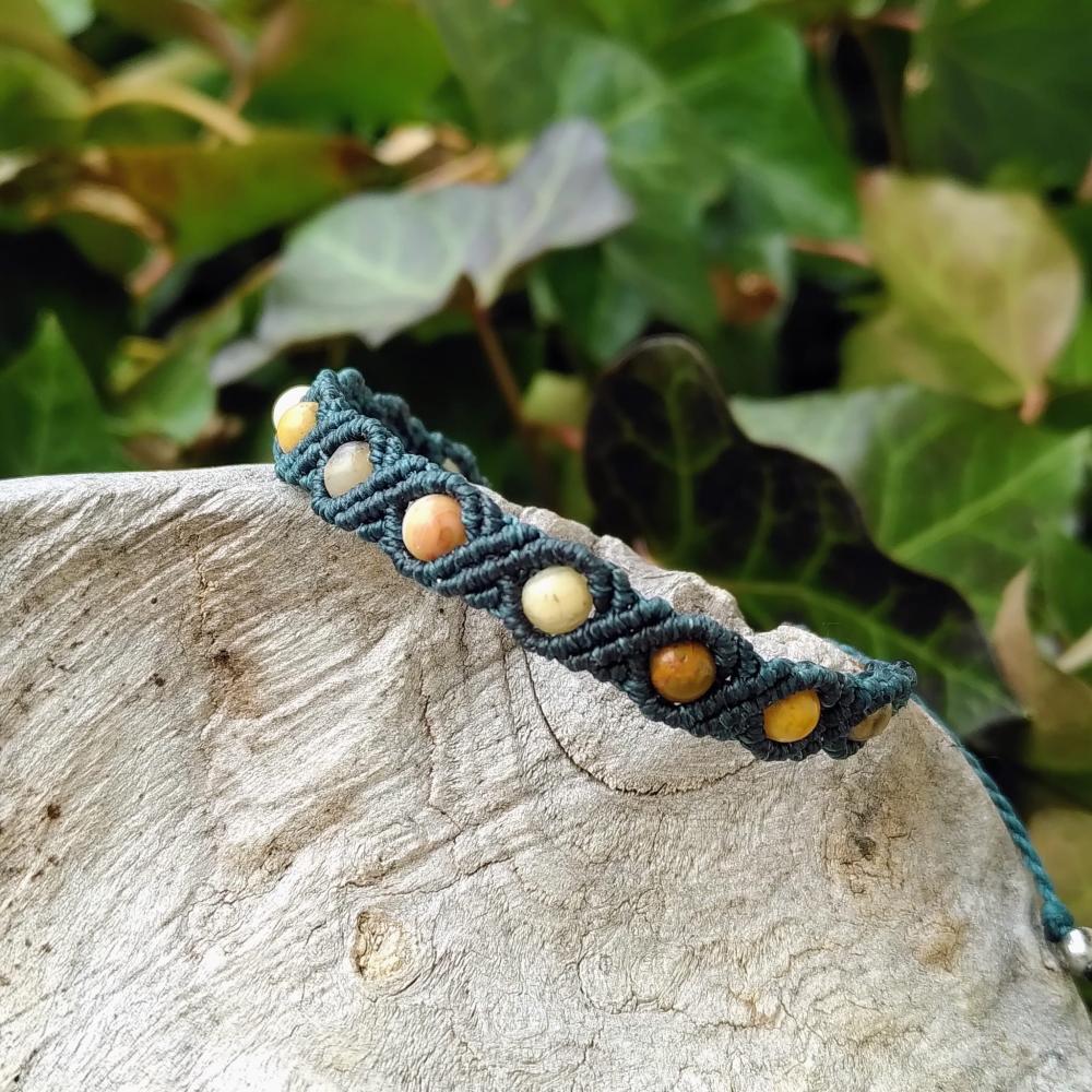 Agate Crazy Lace 4mm - Bracelet micro-macramé home made