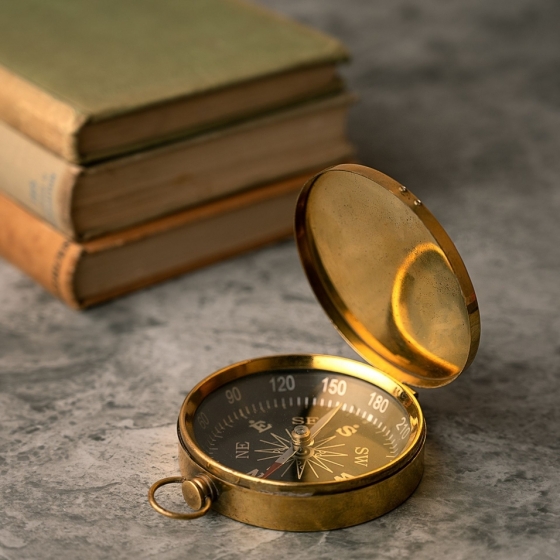Vintage Taschenkompass in Gold