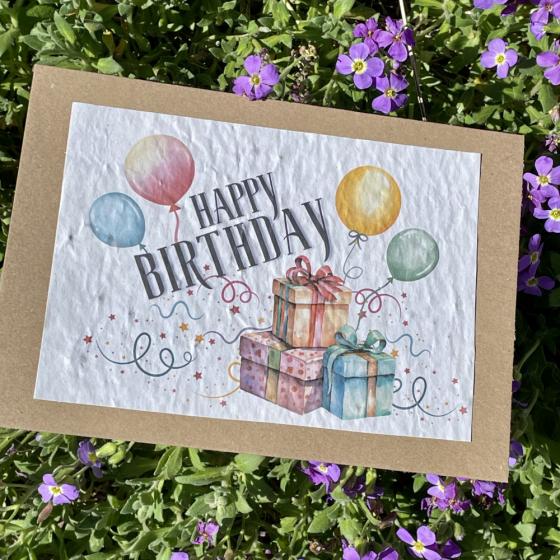 Carte à planter Happy Birthday – Carte ensemencée fleurs sauvages