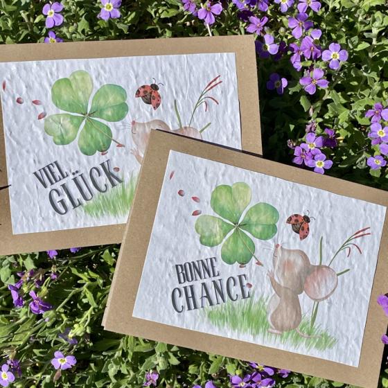 Pflanzbare Karte Viel Glück – Saatpapier Karte mit Wildblumen