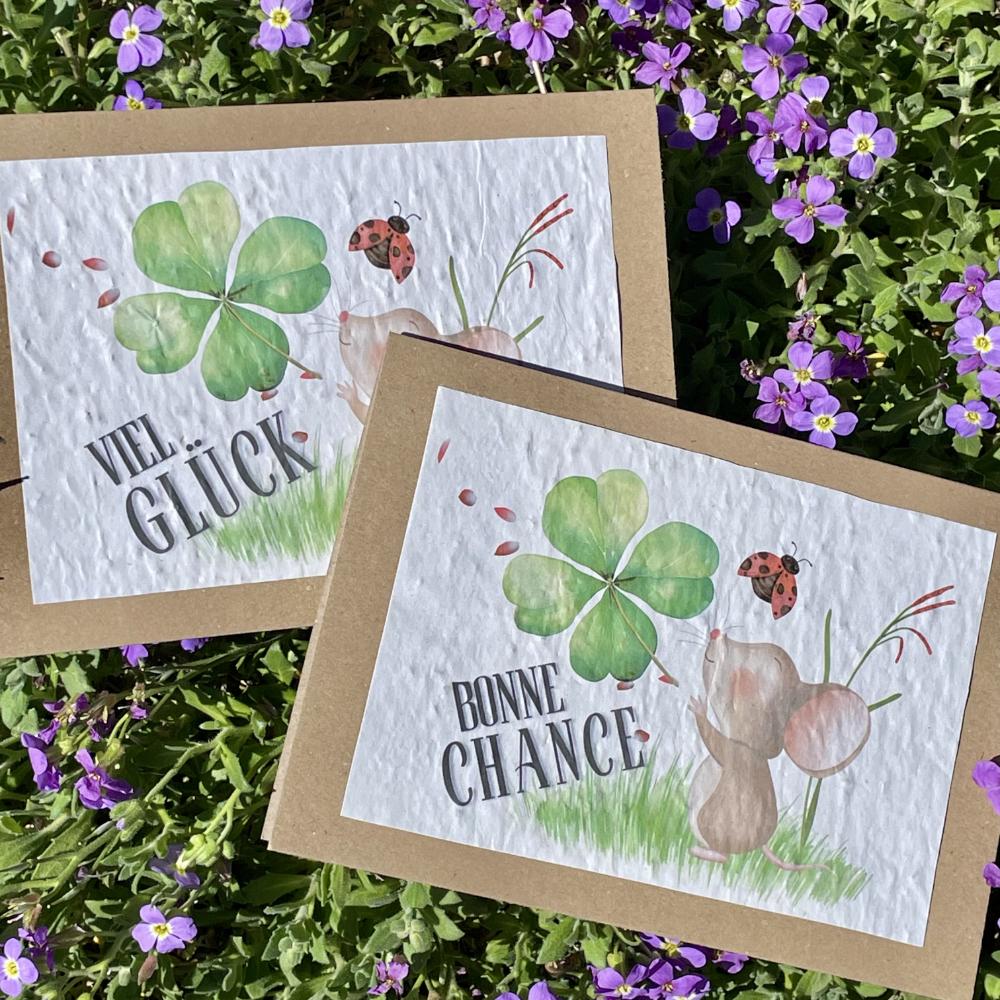 Pflanzbare Karte Viel Glück – Saatpapier Karte mit Wildblumen