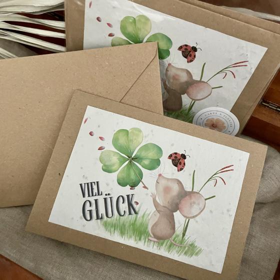 Pflanzbare Karte Viel Glück – Saatpapier Karte mit Wildblumen