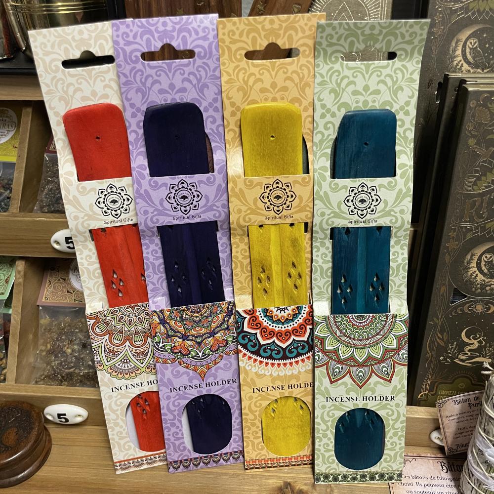 Porte-encens en bois coloré