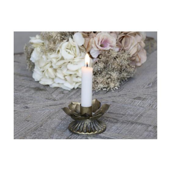 Bougeoir Fleur Antique – finition laiton vieilli