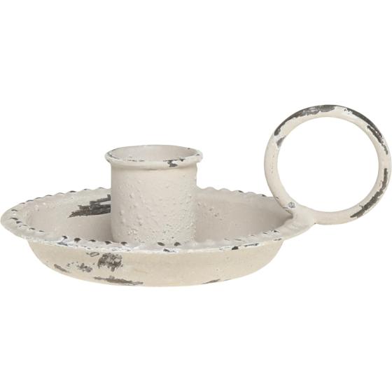 Antiker Kerzenhalter Weiss – Metall mit Vintage-Patina