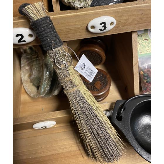 Balai rituel Besom avec Arbre de Vie – 20 cm