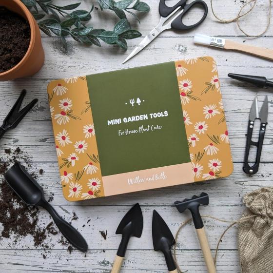 Kit d'entretien pour plantes d'intérieur – Coffret mini outils de jardin Willow & Belle Marguerites