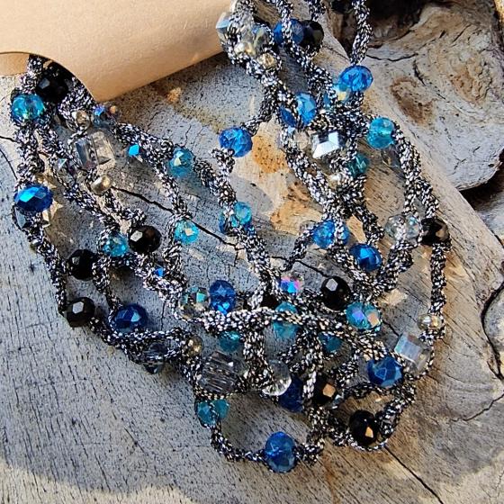 Collier / Bracelet artisanal en argent & reflets bleus – Pièce unique