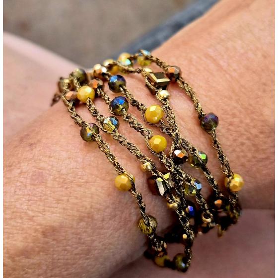 Collier / Bracelet artisanal bronze & reflets dorés – Pièce unique