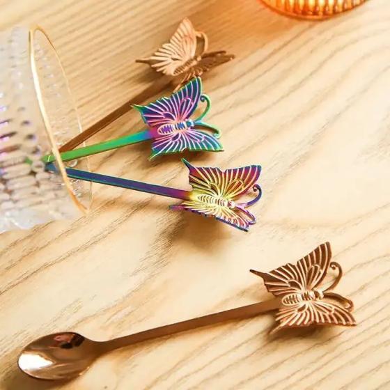 Cuillère Papillon en acier inoxydable – Bronze ou Arc-en-ciel