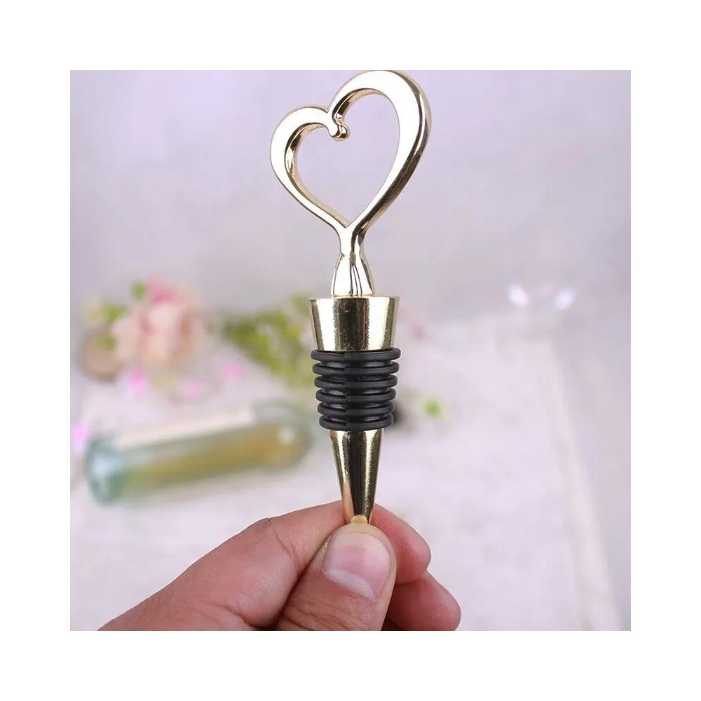 Bouchon de bouteille Cœur – Métal argenté & silicone
