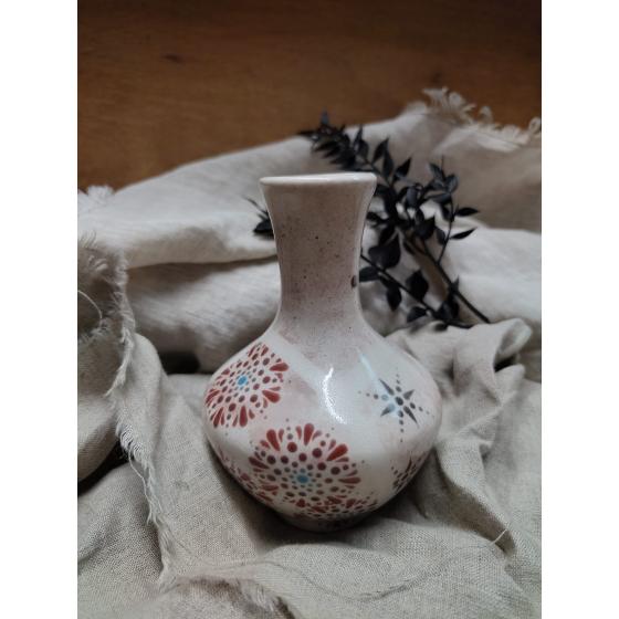 Handbemalte Keramikvase – Florale Mandala-Motive – Unikat