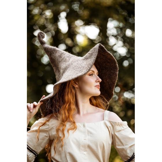 Hexenhut Glinda – Wollfilz Braun-Ecru