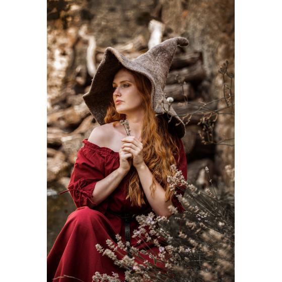 Hexenhut Glinda – Wollfilz Braun-Ecru