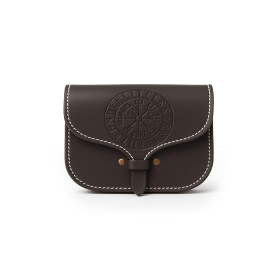 Wikinger-Gürteltasche Folkvar – Braunes Echtleder mit Vegvisir