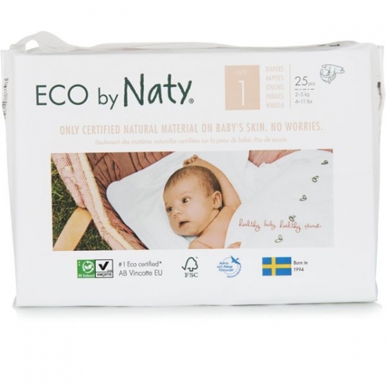 Couches Naty – Taille 1 Newborn. 2 - 5 kg, 25 pcs, bébé, pampers, naturel, écologique, Boutique, Fribourg