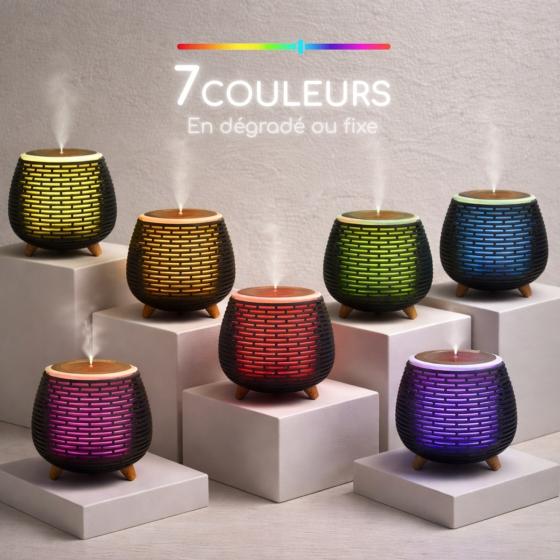 Diffuseur d’Huiles Essentielles Leni – Ultrasonique USB avec Lumière LED – Noir